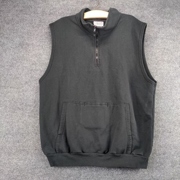 Vintage Huzu 1/4 Zip Sleeveless Vest Size XXL Black Made in USA - Picture 2 of 13